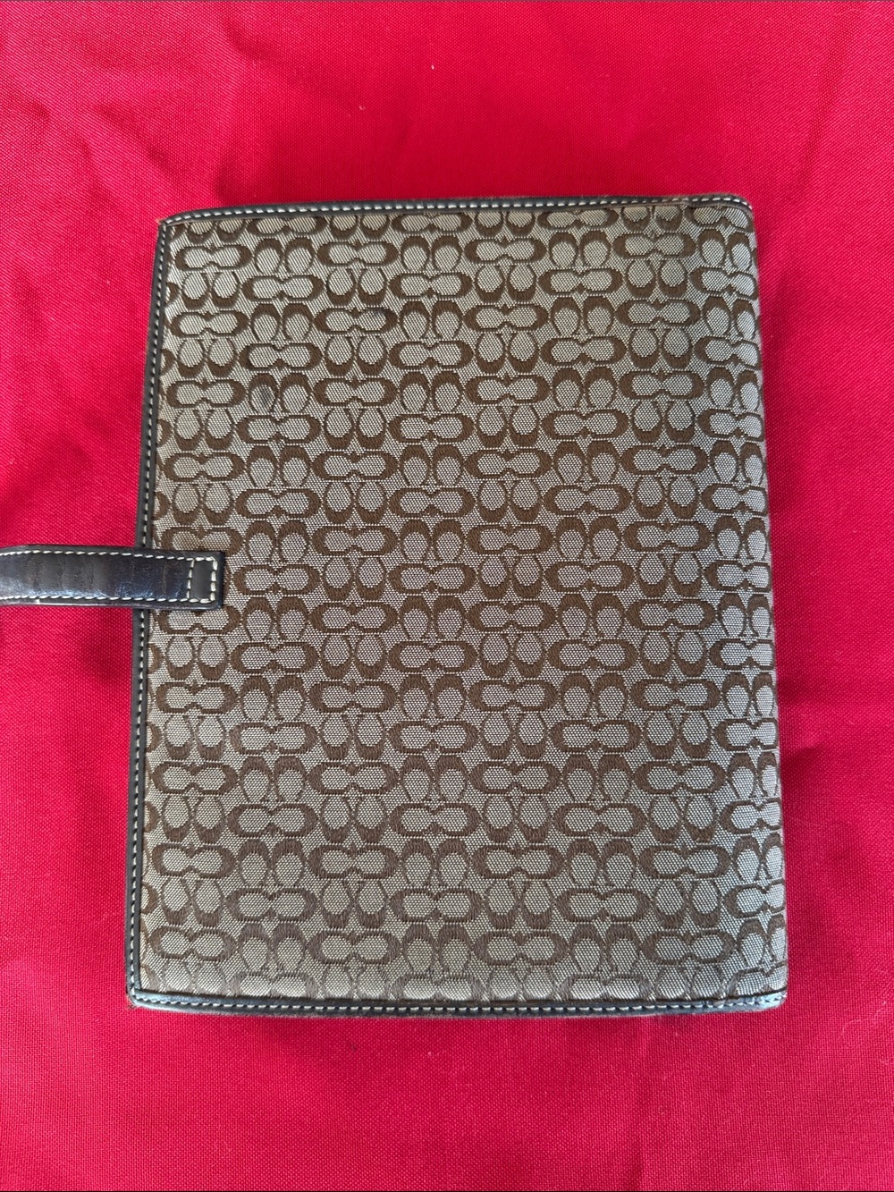 Coach Brown Patterned Folio Organizer with Leather Trim